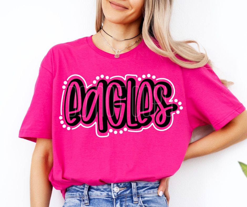 Eagles Doodle Mascot Ready to Press Transfer DTF Transfer Sublimation Transfer