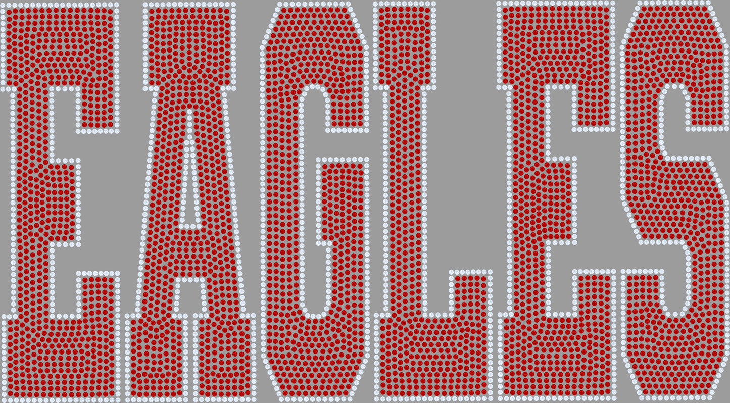 Eagles 2-Color Approximately 11" wide X 6" Spangle Transfer