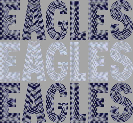 Eagles Stacked 11" 2-Color Ready to Press Spangle Transfer Bling Transfer Sparkle Transfer