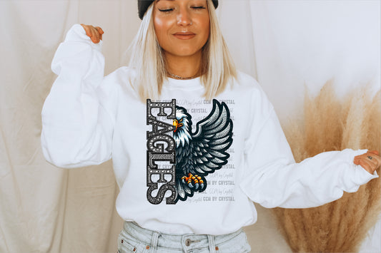 Eagles Mascot Faux Rhinestone Effect PNG Digital File ONLY SM