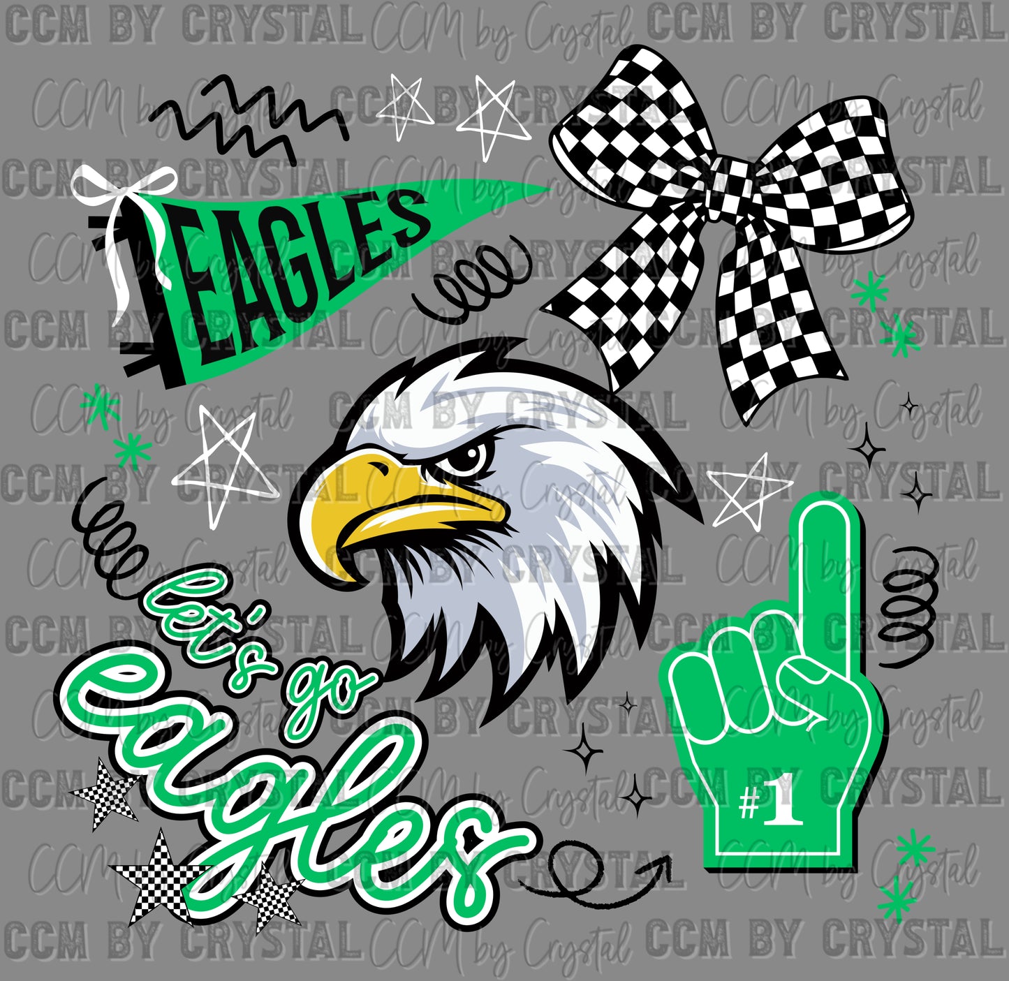 Let's Go Eagles Mascot Ready to Press Transfer DTF Transfer Sublimation Transfer
