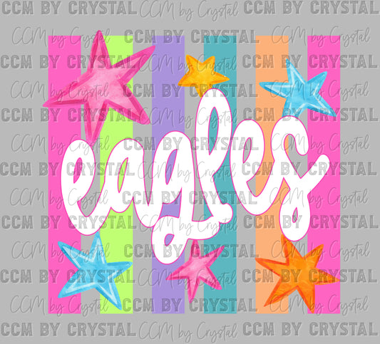 Eagles Colorful Mascot Ready to Press DTF Transfers Sublimation Transfers