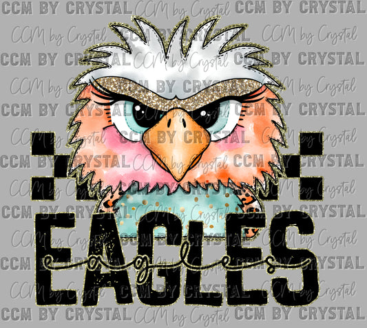 Eagles Cartoon Mascot Ready to Press Transfer DTF Transfer Sublimation Transfer