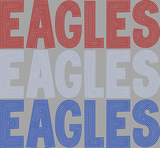 Eagles Stacked 11" 3-Color Ready to Press Spangle Transfer Bling Transfer Sparkle Transfer
