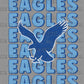 Eagles Stacked Blue Mascot Ready to Press DTF Transfers Sublimation Transfers
