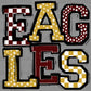 Eagles Checkered Stars Dots Sports Mascot Ready to Press Transfer DTF Transfer Sublimation Transfer
