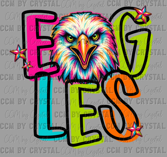 Eagles Colorful Mascot Ready to Press DTF Transfers Sublimation Transfers