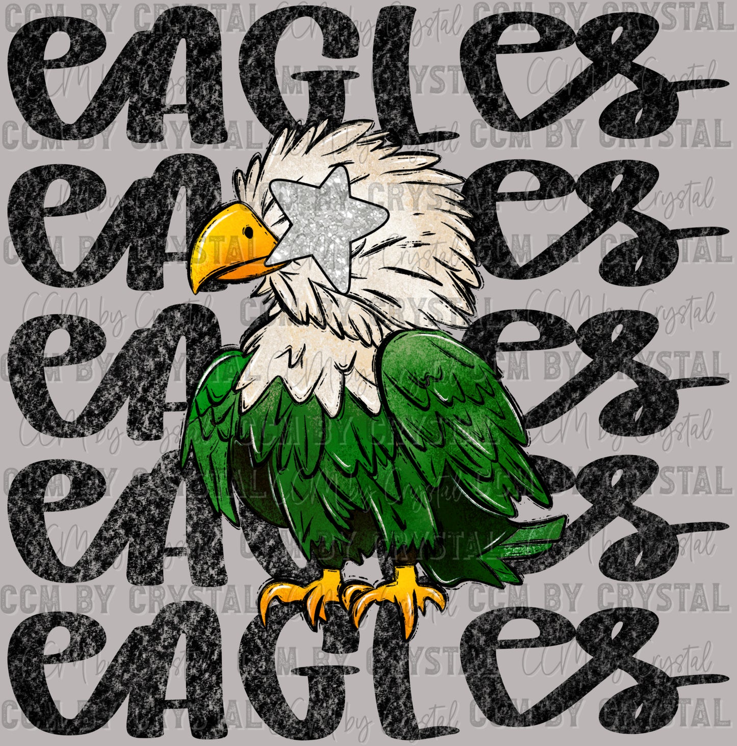 Eagles Mascot Green Ready to Press Transfer DTF Transfer Sublimation Transfer