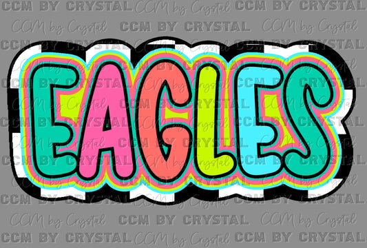 Eagles Colorful Mascot Ready to Press Transfer DTF Transfer Sublimation Transfer