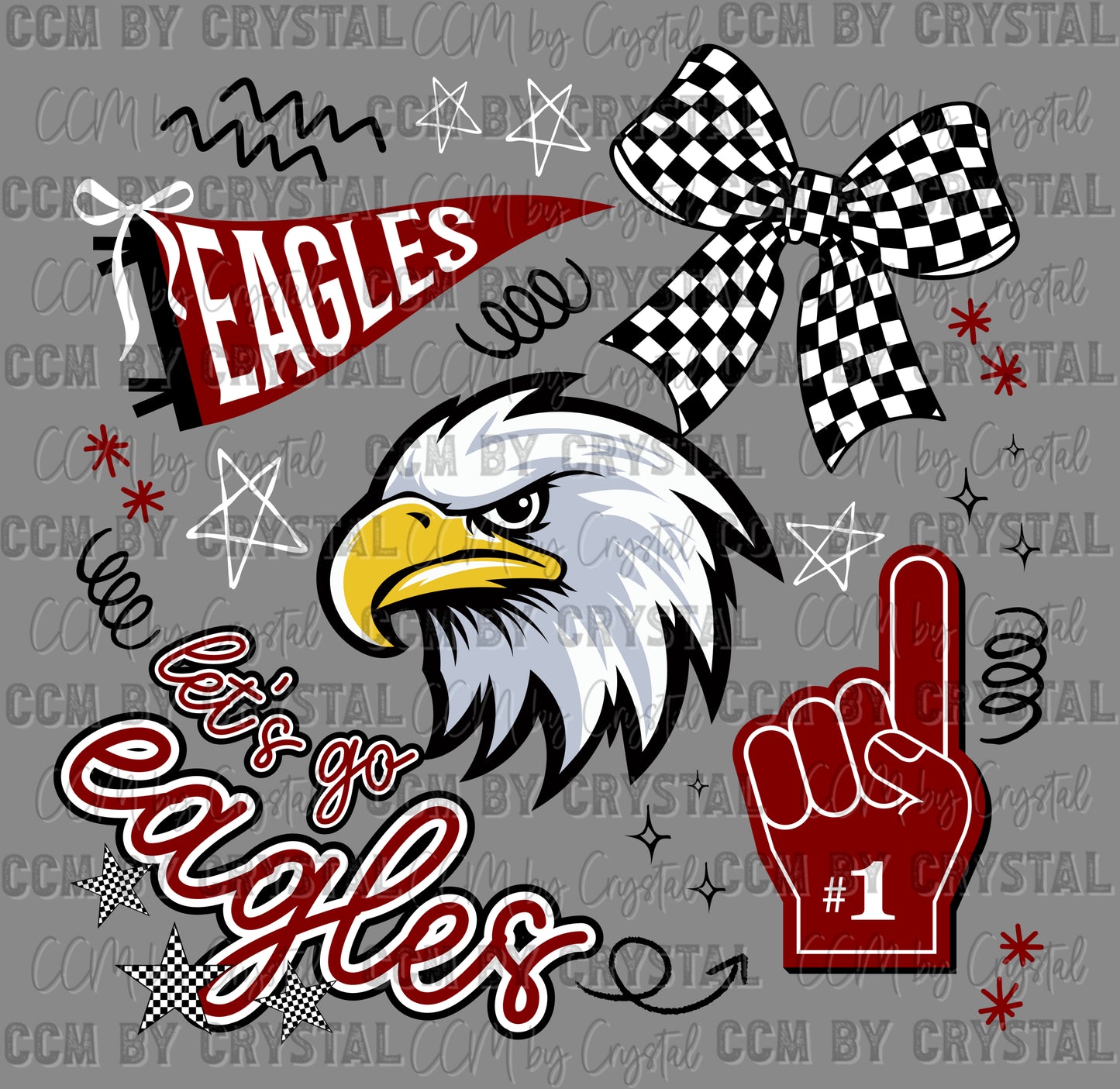 Let's Go Eagles Mascot Ready to Press Transfer DTF Transfer Sublimation Transfer