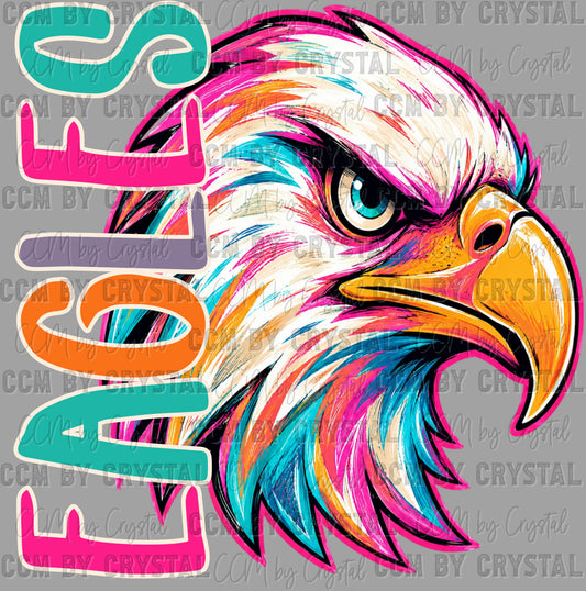 Eagles Colorful Mascot Ready to Press DTF Transfers Sublimation Transfers