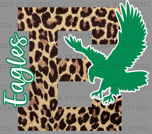 E Eagles Green Leopard Ready to Press DTF Transfers Sublimation Transfers