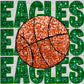 Eagles Stacked Basketball Green Faux Embroidery Faux Sequins Ready to Press Transfer