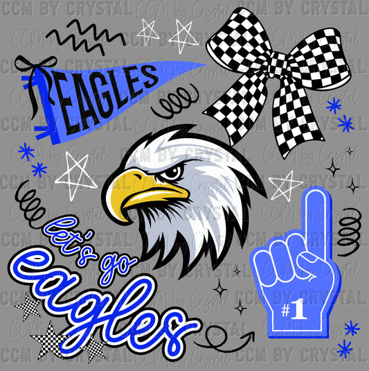 Let's Go Eagles Blue Ready to Press Transfer DTF Transfer Sublimation Transfer
