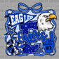 Eagles Blue Mascot Fake Faux Glitter Mascot Fake Faux Glitter Ready to Press DTF Transfers Sublimation Transfers