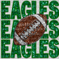 Eagles Football Green Faux Embroidery Faux Sequins Ready to Press Transfer