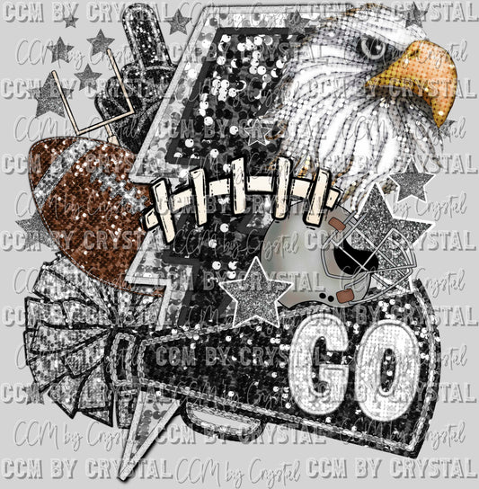 Eagles Football Faux Sequins Faux Embroidery Ready to Press Transfer