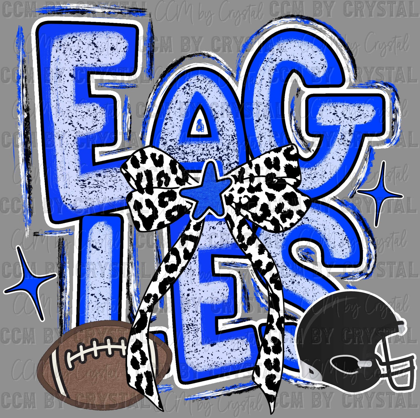 Eagles Football Bow Sports Mascot Leopard Print Ready to Press Transfer DTF Transfer Sublimation Transfer