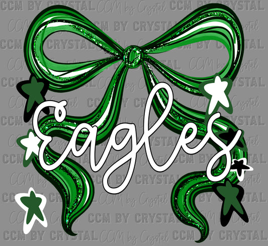 Eagles Green Bow Ready to Press Transfer DTF Transfer Sublimation Transfer