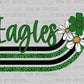 Eagles Swoosh Flowers Green Sports Mascot Ready to Press Transfer DTF Transfer Sublimation Transfer