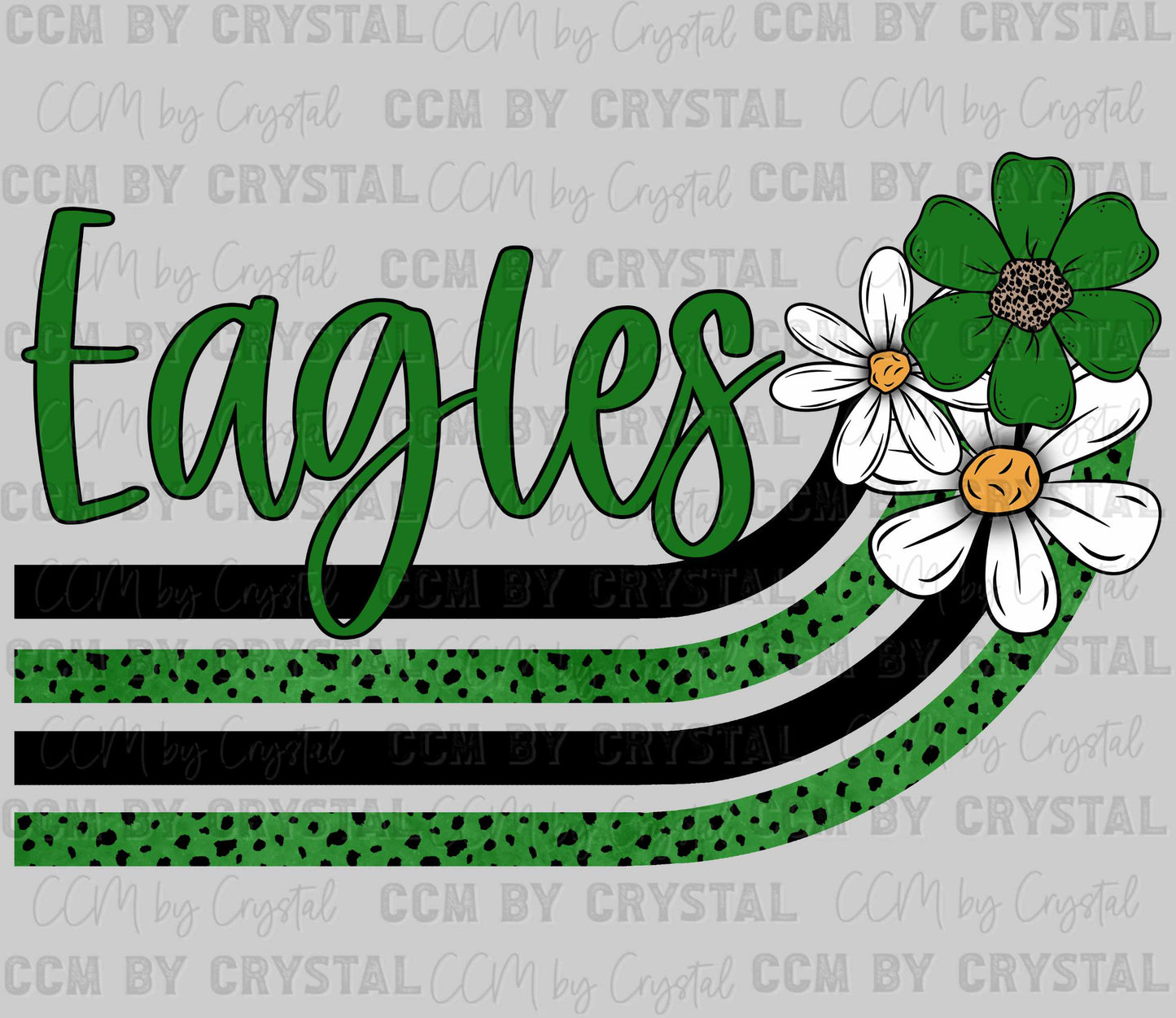 Eagles Swoosh Flowers Green Sports Mascot Ready to Press Transfer DTF Transfer Sublimation Transfer