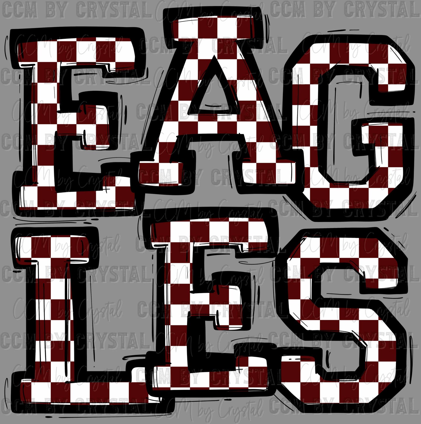 Eagles Maroon Checkered Sports Mascot Ready to Press Transfer DTF Transfer Sublimation Transfer