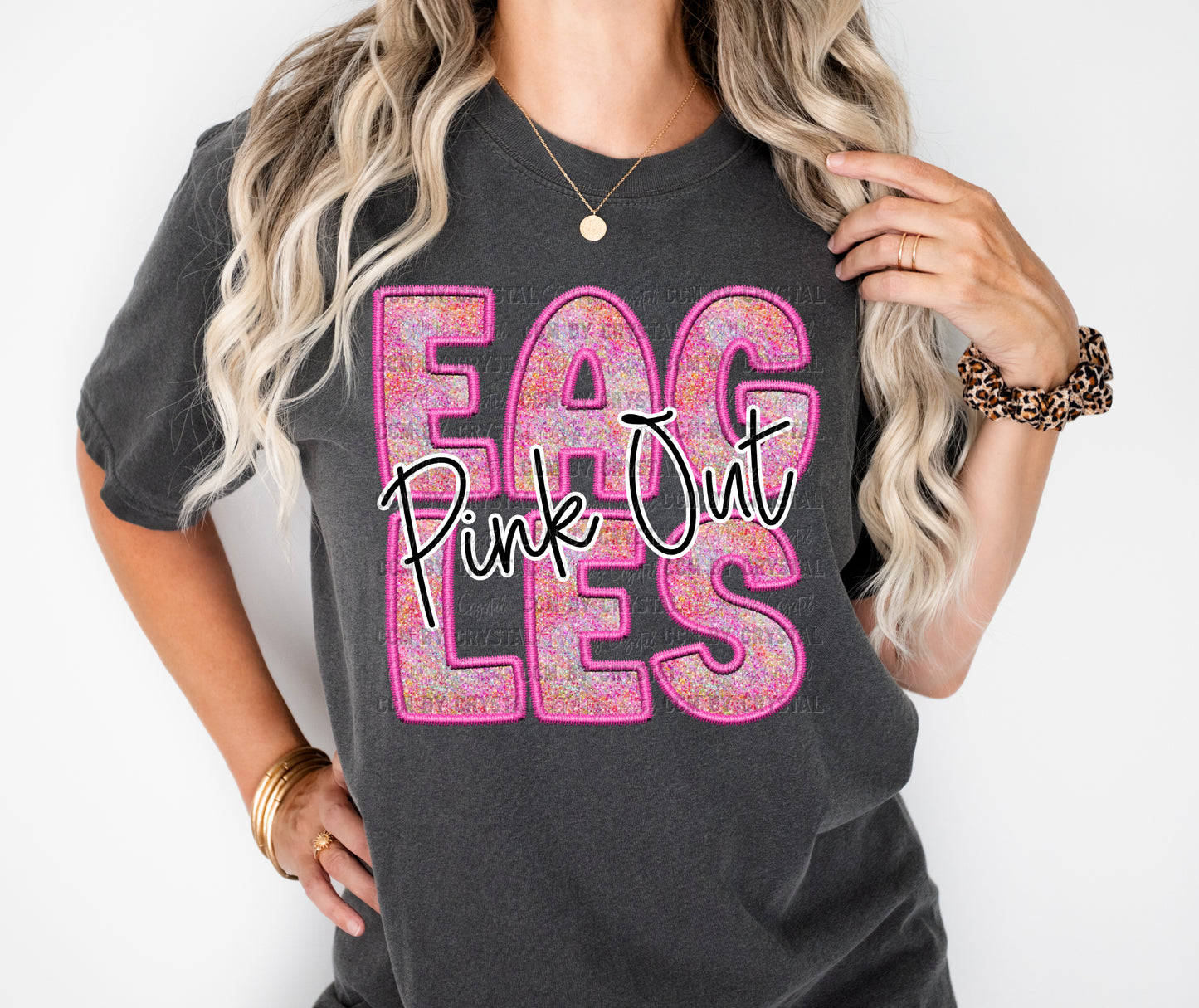 Eagles Pink Out Faux Glitter Effect Ready to Press Transfer DTF Transfer Sublimation Transfer