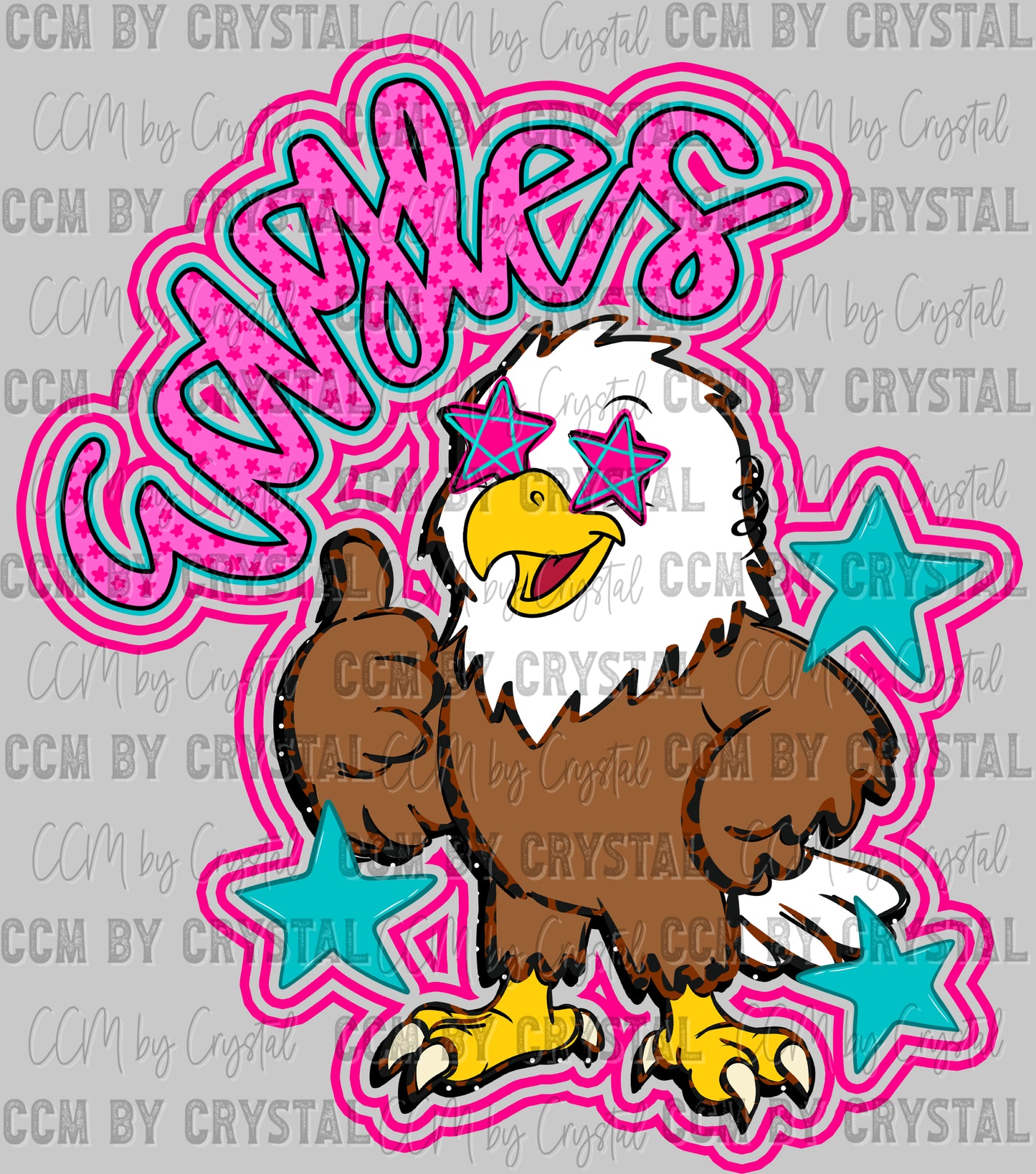 Eagles Pink Friendly Mascot Ready to Press DTF Transfers Sublimation Transfers