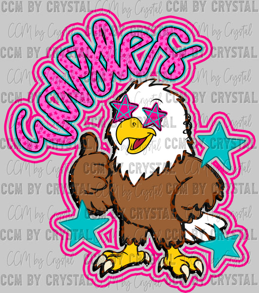 Eagles Pink Friendly Mascot Ready to Press DTF Transfers Sublimation Transfers