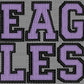 Eagles Faux Embroidery Purple Black Sports Mascot Ready to Press Transfer DTF Transfer Sublimation Transfer