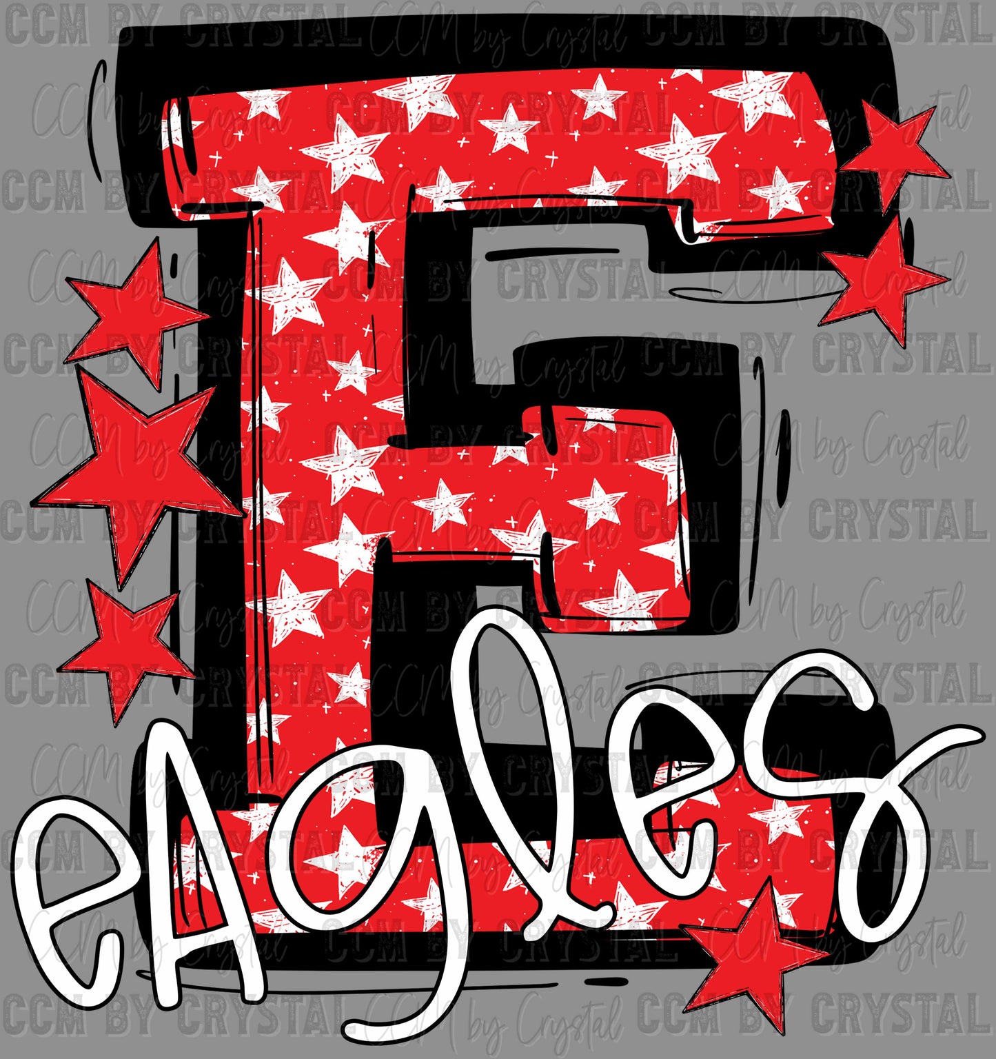 Eagles Stars Red Sports Mascot Ready to Press Transfer DTF Transfer Sublimation Transfer