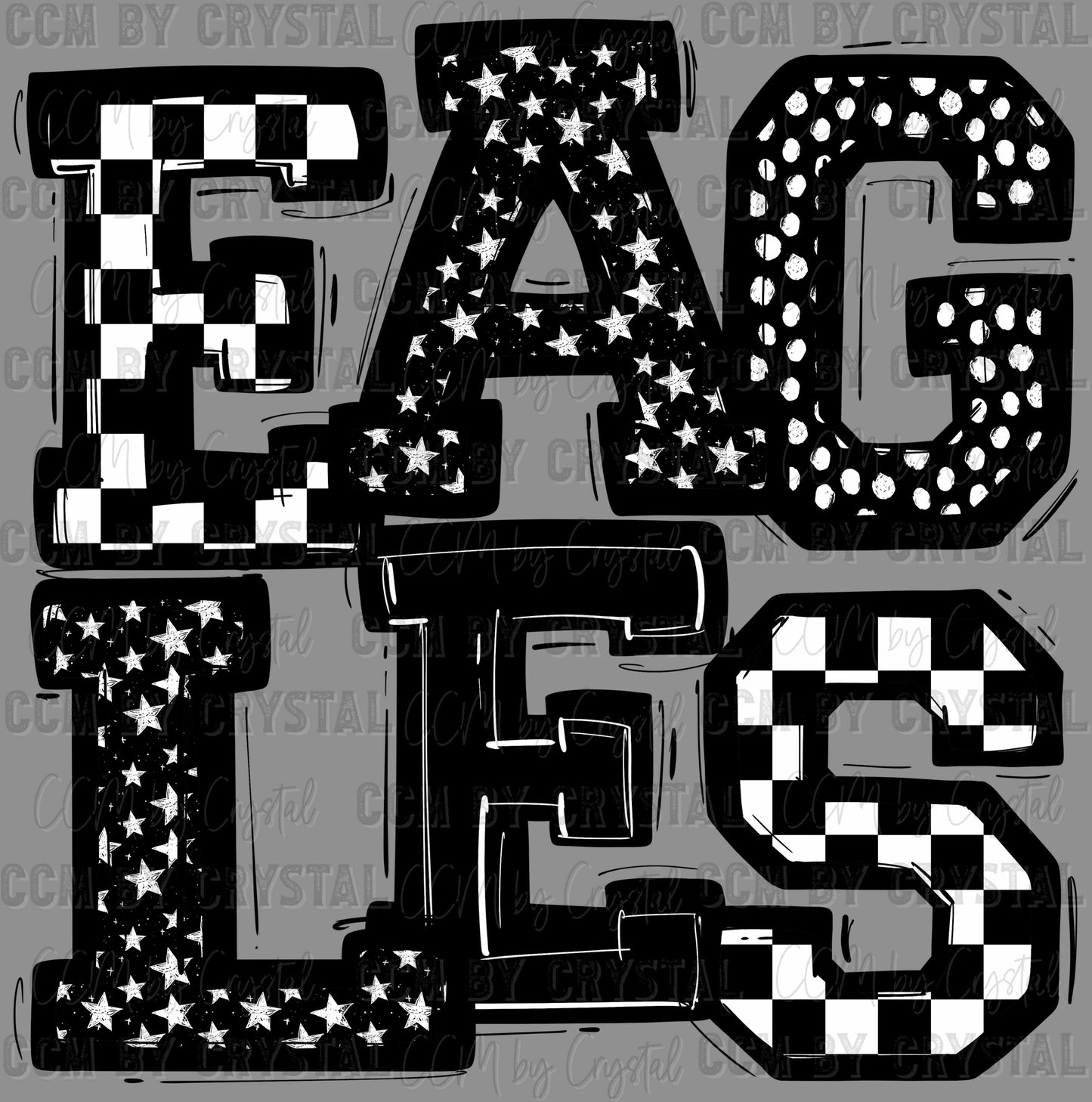 Eagles Black and White Checkered Stars Dots Sports Mascot Ready to Press Transfer DTF Transfer Sublimation Transfer