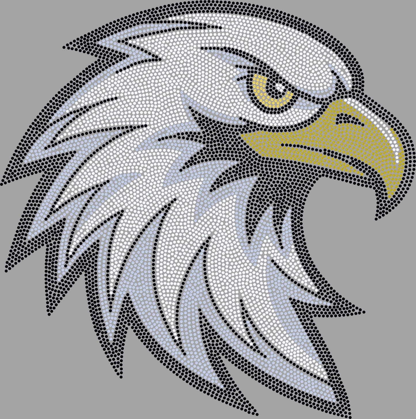 Eagle Face Head Approximately 11" wide Spangle Transfer