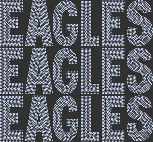 Eagles Stacked 11" One Color Ready to Press Spangle Transfer Bling Transfer Sparkle Transfer
