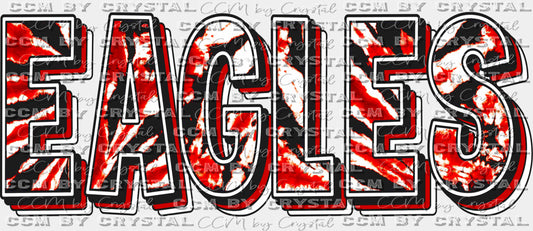 Eagles Red Tie Dye Mascot PNG Digital File ONLY