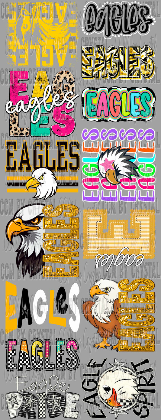 Pre-Made Yellow Eagles Mascot GANG Sheet 60" DTF Gang Sheet