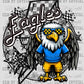 Eagles Blue and Yellow Mascot Ready to Press Transfer DTF Transfer Sublimation Transfe