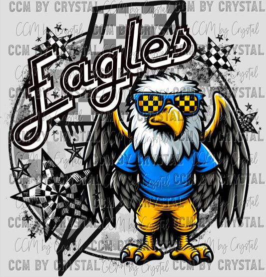 Eagles Blue and Yellow Mascot Ready to Press Transfer DTF Transfer Sublimation Transfe