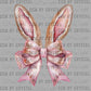 Easter Bunny Ears Pink Bow Faux Glitter Ready to Press DTF Transfers Sublimation Transfers