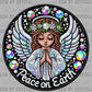 Peace On Earth Christmas Faux Rhinestone Effect Ready to Press Transfer DTF Transfer Sublimation Transfer
