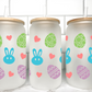 Easter Bunny and Eggs UV DTF Transfer 16oz Libby Glass Can Wrap Ready to Apply