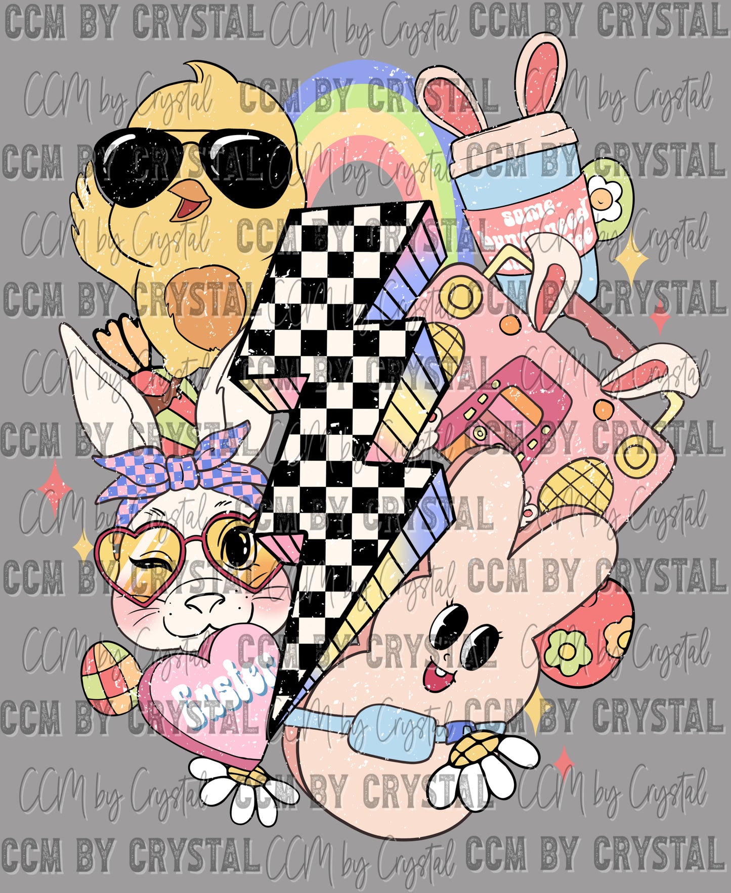 Easter Collage Ready to Press Transfer DTF Transfer Sublimation Transfer