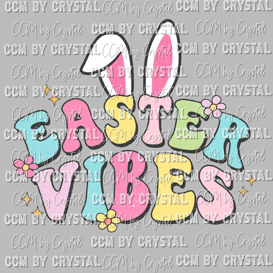 Easter Vibes Bunny Ears Ready To Press Transfer DTF Sublimation