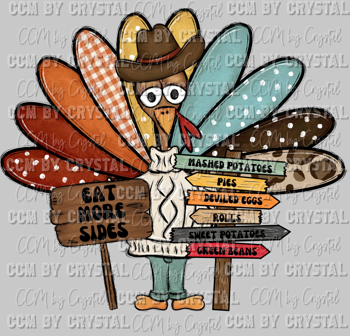 Eat More Sides Turkey Thanksgiving Ready to Press DTF Transfer Sublimation Transfer