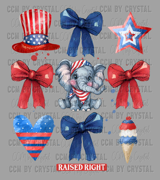 America Elephant Raised Right Trump 2024 Ready to Press Transfer DTF Transfer Sublimation Transfer