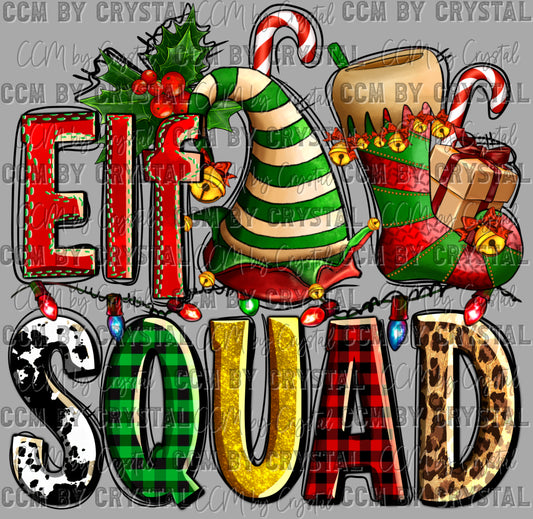 Christmas Elf Squad Ready to Press Transfer DTF Transfer Sublimation Transfer