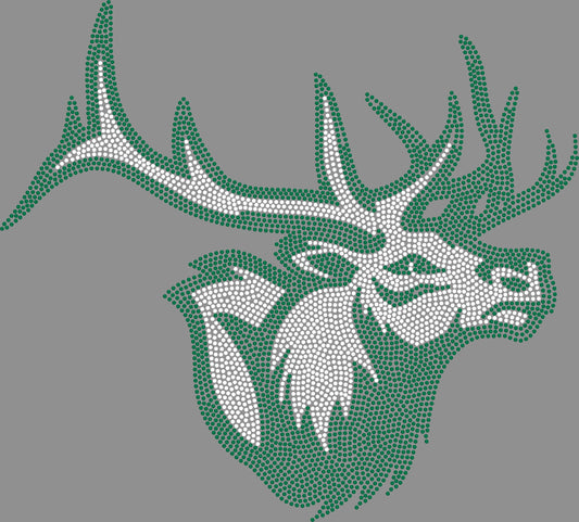 Elk Face Head Approximately 11" wide Spangle Transfer