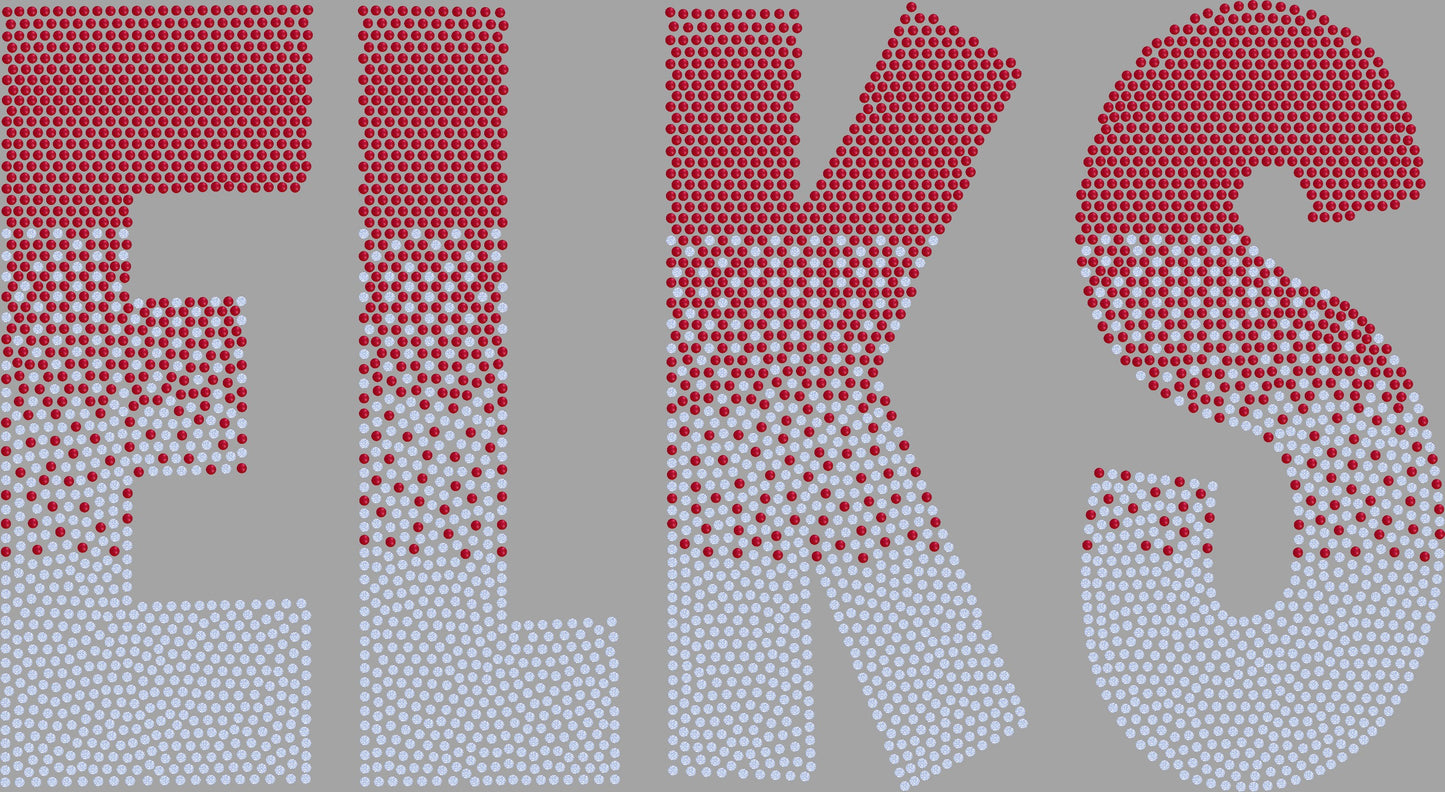 Elks Ombre 2-Color Approximately 11" wide Spangle Transfer