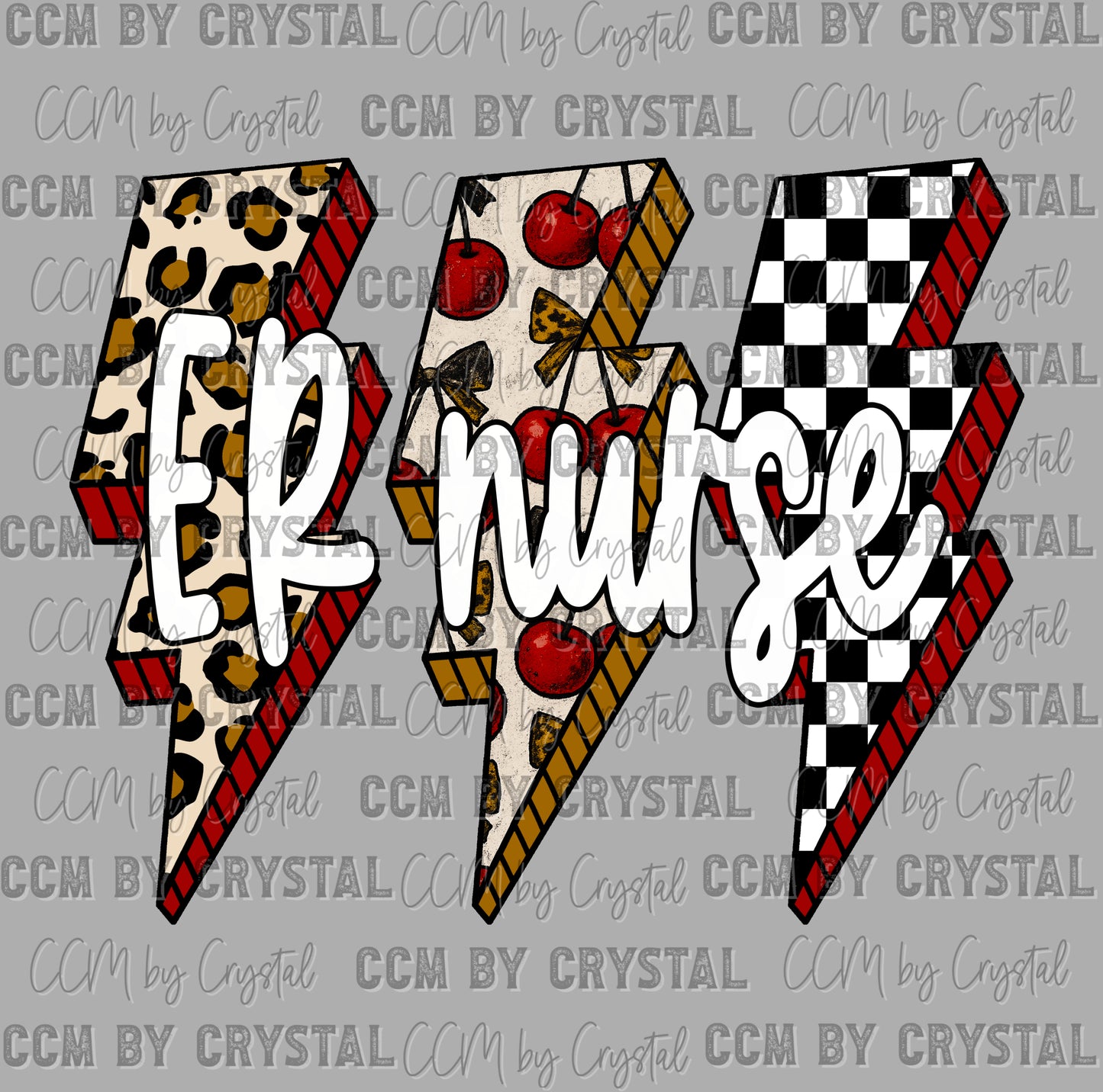 ER Nurse Leopard Lightning Bolts Ready to Press DTF Transfers Sublimation Transfers
