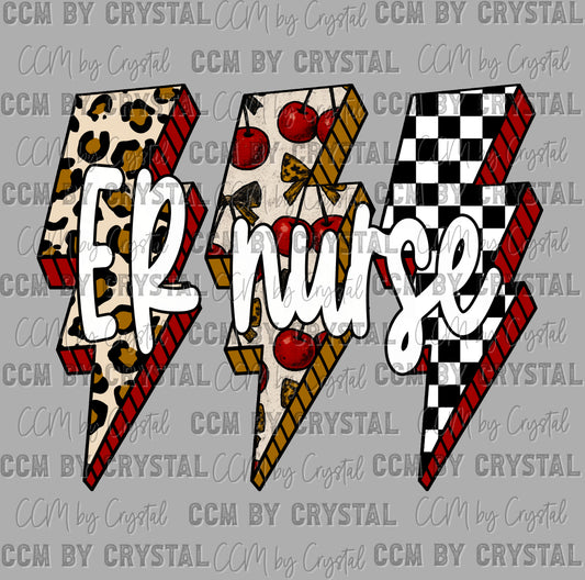 ER Nurse Leopard Lightning Bolts Ready to Press DTF Transfers Sublimation Transfers